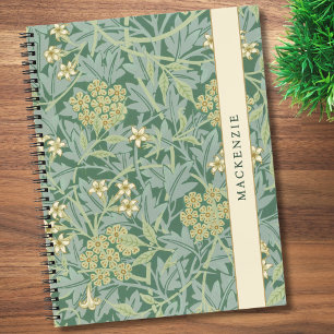 Personalisiertes grünes Jasmin-Blumenmuster Notizblock