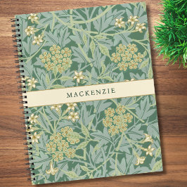 Personalisiertes grünes Jasmin-Blumenmuster Notizblock