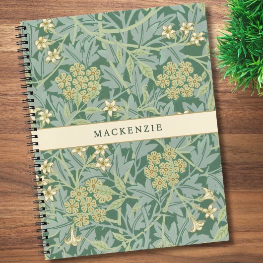 Personalisiertes grünes Jasmin-Blumenmuster Notizblock