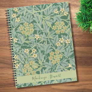 Personalisiertes grünes Jasmin-Blumenmuster Notizblock