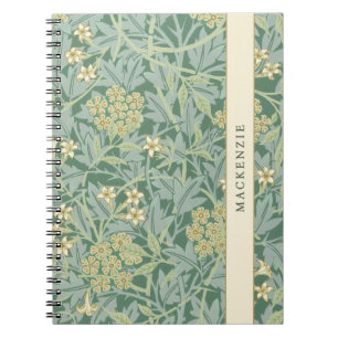 Personalisiertes grünes Jasmin-Blumenmuster Notizblock