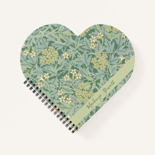 Personalisiertes grünes Jasmin-Blumenmuster Notizblock (Vorderseite)