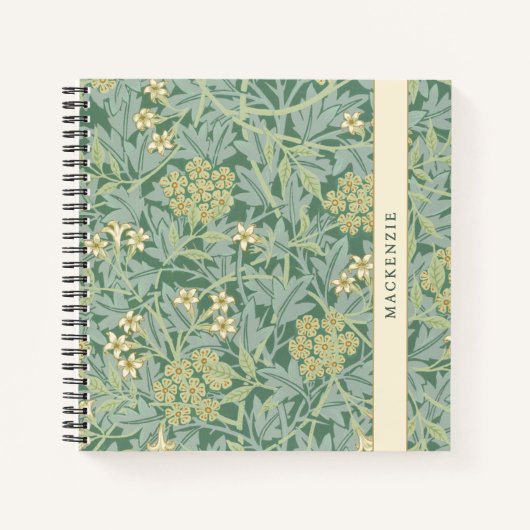 Personalisiertes grünes Jasmin-Blumenmuster Notizblock (Vorderseite)