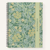 Personalisiertes grünes Jasmin-Blumenmuster Notizblock (Vorderseite)