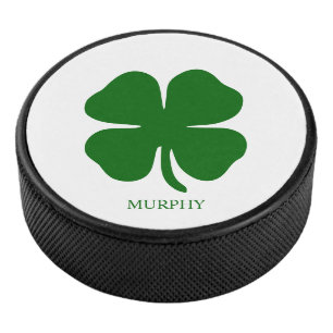 Personalisiertes Grünes Kleeblatt Eishockey Puck