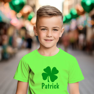 Personalisiertes grünes Kleeblatt Kinder St Patric T-Shirt