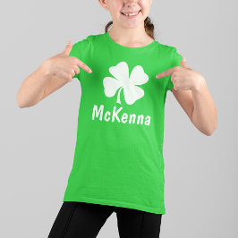 Personalisiertes grünes Kleeblatt Kinder St Patric T-Shirt