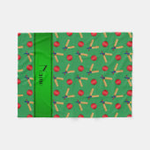 Personalisiertes grünes Kricketnamensmuster Fleecedecke (Vorderseite (Horizontal))