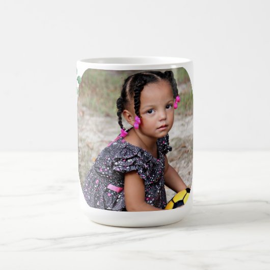 Personalisiertes grünes Leaf Florals 1 Bild Kaffeetasse (Mittel)