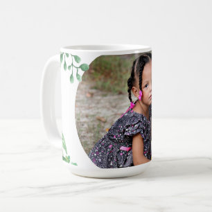 Personalisiertes grünes Leaf Florals 1 Bild Kaffeetasse