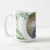 Personalisiertes grünes Leaf Florals 1 Bild Kaffeetasse (Links)
