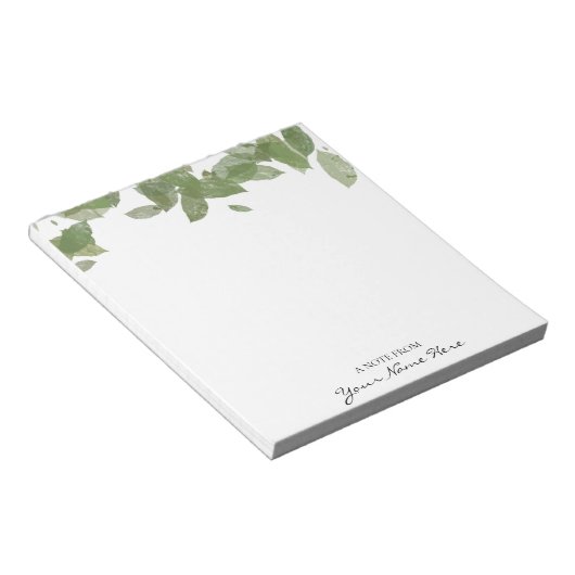 Personalisiertes grünes Leaf Notepad Notizblock (angewinkelt)