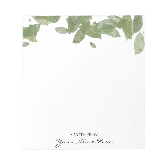 Personalisiertes grünes Leaf Notepad Notizblock (Vorderseite)