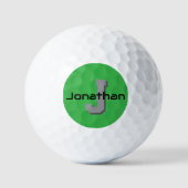 Personalisiertes grünes Monogramm-Initial-Design Golfball (Vorderseite)