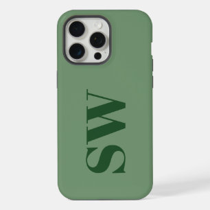 Personalisiertes grünes Monogramm iPhone 15 Pro Max Hülle
