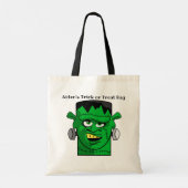 Personalisiertes grünes Monster Tragetasche (Rückseite)
