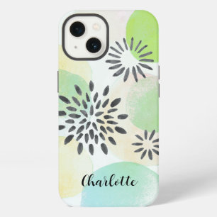 Personalisiertes grünes Muster iPhone 13 Hülle