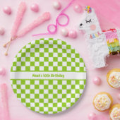 Personalisiertes, grünes Prüfmuster Pappteller (Party)