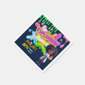 Personalisiertes grünes Slime Curly Hair Girl Scie Serviette (Ecke)