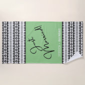 Personalisiertes Grünes Stammmuster gerade verheir Strandtuch (Vorderseite)