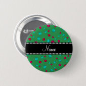 Personalisiertes grünes strickendes Namensmuster Button (Vorne & Hinten)