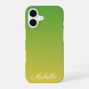 Personalisiertes grünes und gelbes Ombre iPhone 16 Hülle