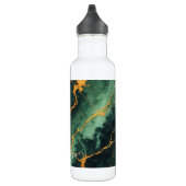 Personalisiertes Grünes und goldenes Waldmarmor Edelstahlflasche (Rechts)