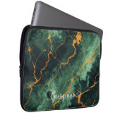 Personalisiertes Grünes und goldenes Waldmarmor Laptopschutzhülle (Vorne Rechts)