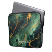 Personalisiertes Grünes und goldenes Waldmarmor Laptopschutzhülle (Vorderseite Links)