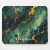 Personalisiertes Grünes und goldenes Waldmarmor Mousepad (Vorne)