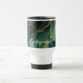 Personalisiertes Grünes und goldenes Waldmarmor Reisebecher (Mittel)