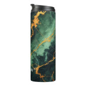 Personalisiertes Grünes und goldenes Waldmarmor Thermosbecher (Nach rechts gedreht)