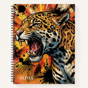 Personalisiertes Grunzen Jaguar Spiralnotizbuch Notizblock