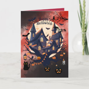 Personalisiertes gruseliges Halloween Spukhaus Karte