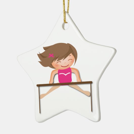 Personalisiertes GYMNASTIK Mädchen hält Geschenke Keramikornament (Links)