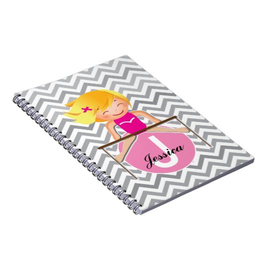 Personalisiertes Gymnastik MÄDCHEN Notizbuch Notizblock (Rechte Seite)