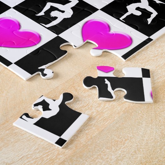 Personalisiertes GYMNNAST-DESIGN MIT PINK UND SCHW Puzzle (Seite)
