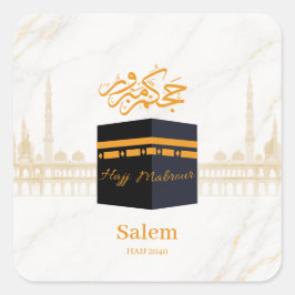 Personalisiertes Hajj Mubarak Kaaba mit Arabisch Quadratischer Aufkleber