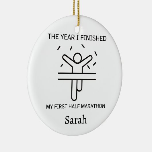 Personalisiertes Halbmarathon-Ornament Keramik Ornament (Rechts)