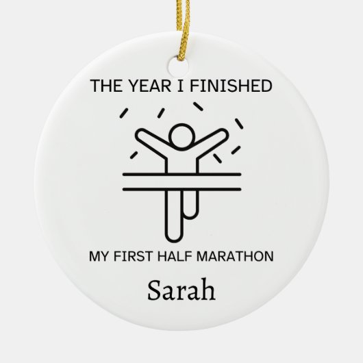Personalisiertes Halbmarathon-Ornament Keramik Ornament (Vorne)