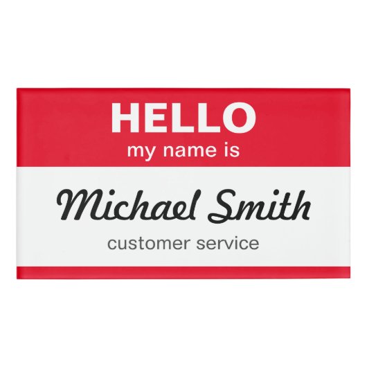 Personalisiertes hallo mein Name ist klassisches Namenschild (Vorderseite)