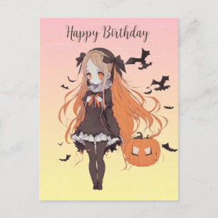 Personalisiertes Halloween-Anime-Mädchen Postkarte