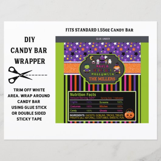 Personalisiertes Halloween Candy Bar Wrapper (Vorderseite)