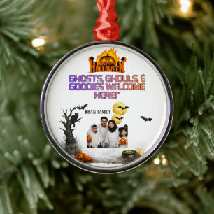 Personalisiertes Halloween-Familienfoto-Schild G Ornament Aus Metall
