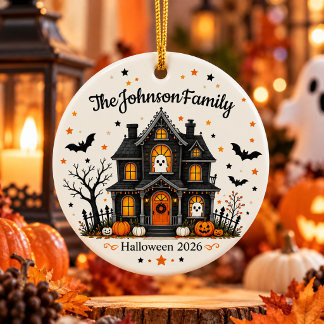 Personalisiertes Halloween-Familienmotiv Keramik Ornament
