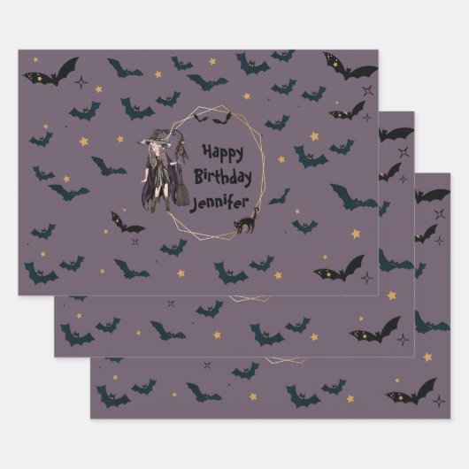 Personalisiertes Halloween-Fledermausmuster Geschenkpapier Set (Set)