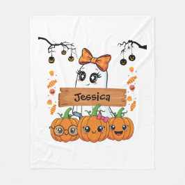 Personalisiertes Halloween für Mädchen Fleecedecke