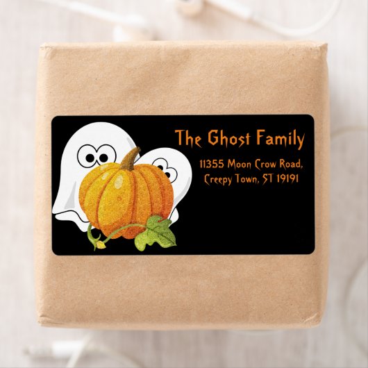 Personalisiertes Halloween Ghosts Pumpkin-Label (Insitu)