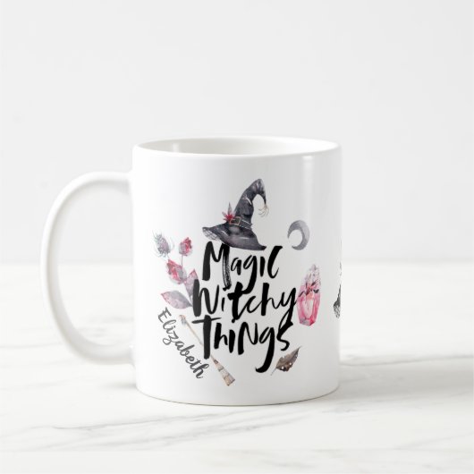 Personalisiertes Halloween Hexenmagie Hexerei Kaffeetasse (Links)