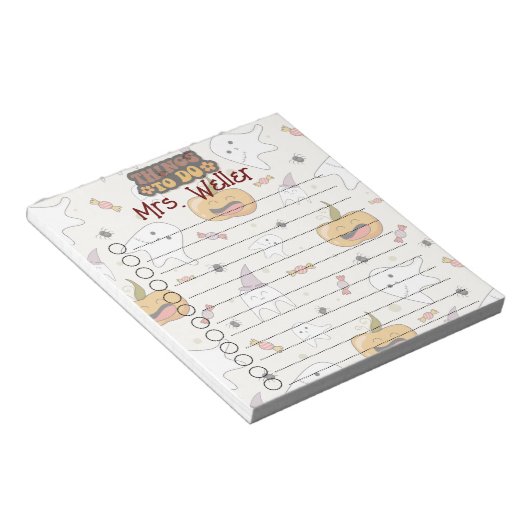 Personalisiertes Halloween-Kürbis, Geist Notizblock (angewinkelt)